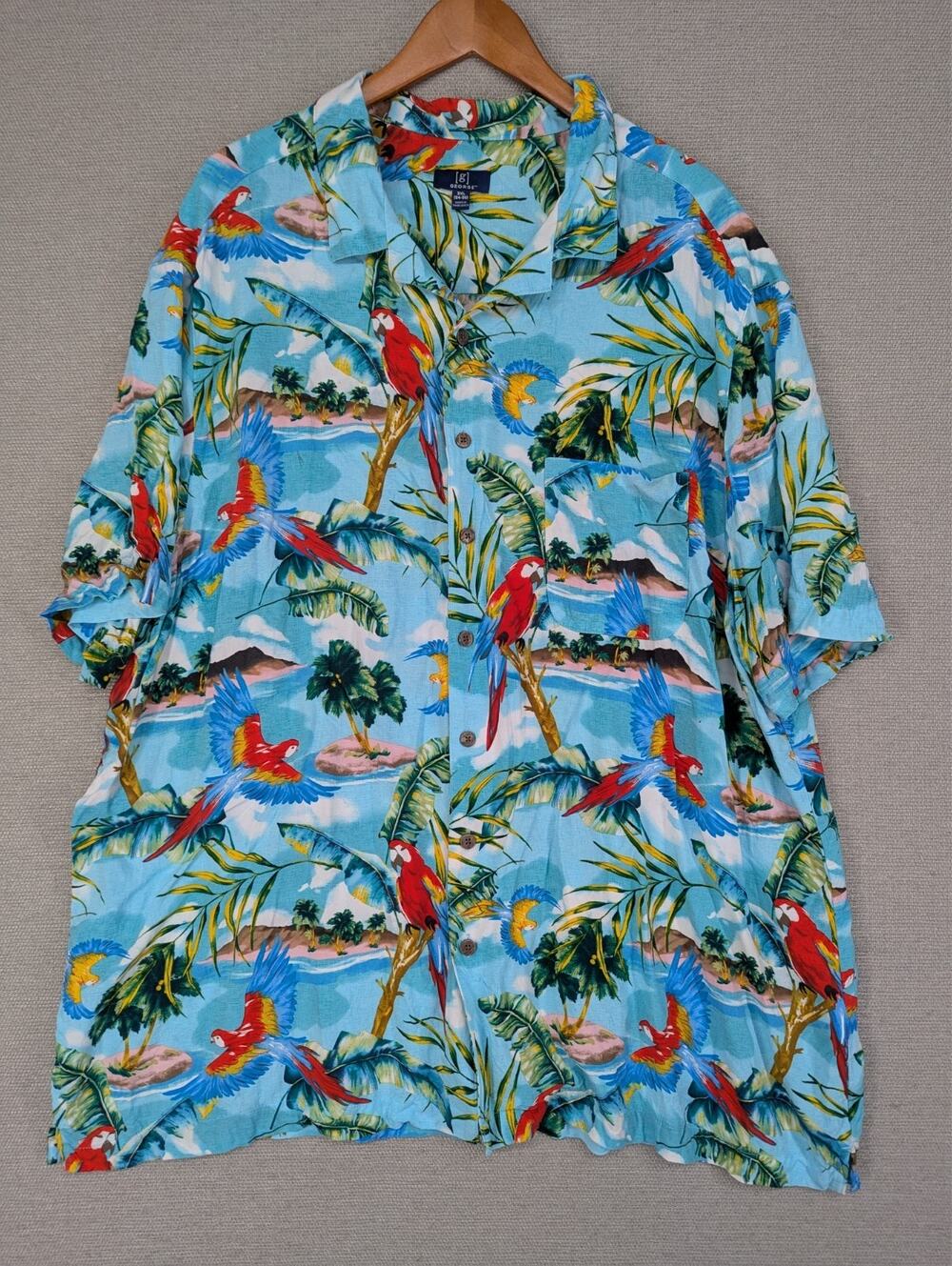 George Hawaiin Shirt Size 3XL Tropical Macaws Rayon-0925F148